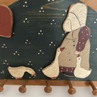 Vintage Calico Girl Key Holder Wall Decor Wooden Geese Goose Cottagecore 1980s