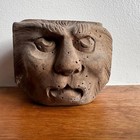 Antique Carved Wooden Cat Lion Face Folk Art Architectural Fragment