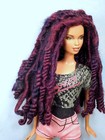 Barbie Doll Wig Size 4 Spun Wool Dreadlock Ooak Custom  135 Dark Plum Purple