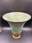 Antique Carl Sorensen Bronze Vase Verdigris C1920 s Art Deco Signed Patina
