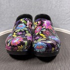 Dansko Clogs Womens 40 Floral Print Black Slip On Nursing Work Shoes Leather