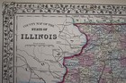 Illinois Rare Original Antique 1870 Mitchell s Atlas Map