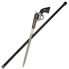 Walking Cane American Gun Handle Sword dagger Walking Stick W  Sheath  37 5 