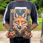 Antique Journal 13x10 Leather Wolf Cover Large Diary Deckle-edged Paper Book