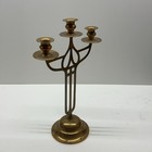 Vintage Brass Art Nouveau 3-arm Candelabra Candle Holder 14  Tall Gold