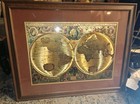 Vtg Gold Foil Blaeu Wall Map Of The World Nova Totivs Orbis Tabvla Framed 22x19 