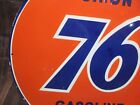 Porcelain 76 Union Gasoline Enamel Metal Sign Plate Size 30  Inch Round