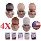 4 Pcs Wig Cap Liner  Stocking Cap  Nylon Stretch Black Brown Beige