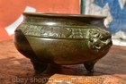 8  Ming Xuande Chinese Pure Bronze Dynasty Lion Head Censer Incense Burner