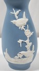 Vintage Jasperware Blue   White Bird Scene Vase 5 75 