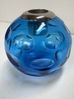 Vintage Style Blue Glass Match Striker Holder Cigar Lounge Decor