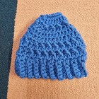 Ponytail Beanies For Women Messy Bun Knit Hat Hole Winter Warmth Beanie Blue W5a