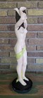 Vtg Plaster Nude Statue Ashtray Holder  Tiki Polynesian Hawaiian Hand-painted