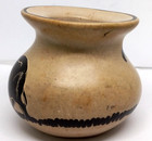 African Art Pottery Soapstone  Rhino And Tree Scene Small Vase Made In Kenya