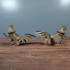 Vintage Brass Roosters Figurines Pair Ornate Metal Roosters Farmhouse Decor