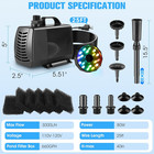 Submersible Pump Rgb Pond Filter System Kits 3-in-1 Pond Filter Fountain With Co