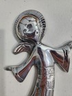 Vintage Singing Angel Wall Hanging 7    Silver Tone Metal Pewter Mexico