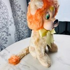 Vintage Rubber Face Lion Plush 1950s Stuffed Animal Big Green Eyes Kitsch Toy