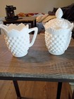 Antique Fenton Hobnail Milkglass Lot 2 With 1 Lid