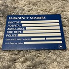 Vintage John Deere Sign - Emergency Numbers Nos Factory Plant Dept Of Labor