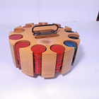 287  Vintage Catalin Poker Chips 96 Butterscotch-101 Red-96 Blue Marbled W Caddy