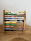 Vtg 80   s Wooden Abacus Counting Frame W 10 Row Multicolor Beads Retro Math Toy