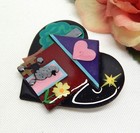 Heart Shaped Black Poodle   House Pin  Echo   Hara Collectible Pin  Brooch