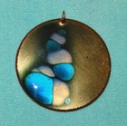 Vintage Copper Enamel Abstract Pendant Signed Averill