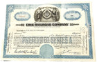 Vintage 1940s Erie Railroad Stock Certificate      American Bank Note Co  Blue