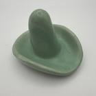 Vintage Bauer Pottery Ceramic Cowboy Hat Ashtray Jade Green Glaze 3 5  Rare