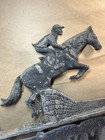 Vintage Cast Iron Horse Jockey Hanging Street Sign Wayman Nameplate Equestrian