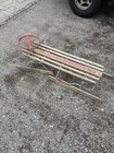 Vintage Large Wooden Snow Sled With Steering Wheel And Brakes