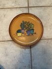 South Western Cactus Platter 12 5  Signed Art Pottery Clay Hand Painted