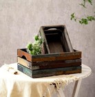 Rustic Distressed Wood Nesting Crates  Farmhouse Decorative Wooden Storage