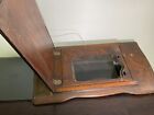 Antique 1890s White Treadle Sewing Machine Cabinet Wood Top Fiddle Base