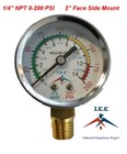Air Compressor Pressure   Hydraulic Gauge 2  Face Side Mount 1 4  Npt 0-200 Psi