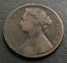 Ex Rare 1875 H Queen Victoria Bun Head Penny Coin  gtc  11
