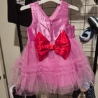 Girls Pink Tulle Tutu Dress Red Bow Sleeveless Knee Length Party Princess