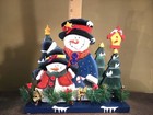 Hand Painted Folk Art Wood Winter Christmas Scene Figurine Gift Quality 10   x9   