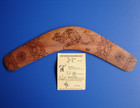 Vtg Australian Beautiful Hand Made Carved Boomerang Pyrography W instructions