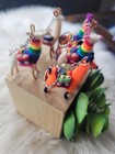Artisan Handmade Llama Keychains From Peru Multicolored Lot Of 5 Miniature Charm