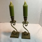 Vintage Etched Brass Tall Candlestick Candle Holder Set Of 2
