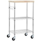 Microwave Cart Storage Rack Adjustable Shelves Rolling Caster 175 Lbs Capacity