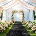 Black Aisle Runner 4x15 Ft Sequin Aisle Runner For Wedding Ceremony Party Rug   