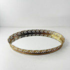 Vintage Gold Filigree Oval Vanity Tray Mirrored 8x13 Ornate Brass Velvet Back