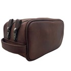 Premium Leather Toiletry Bag For Men     Compact Double Zipper Travel Dopp Kit 