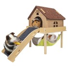 Besnew 3-in-1 Guinea Pig Hammock Hideout Platform Stairs Small Animal Cage Toy