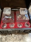 Vintage Wood Pirate Treasure Chest Decanter shot Glass Set