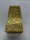 Vintage Antique Brass Wood Lined Hinged Cigar Trinket Jewelry Box