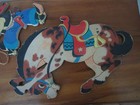 Vintage Dolly Toy Co  Cowboy Western Rodeo Child Nursery 4 Pc Wall Plaques 1950